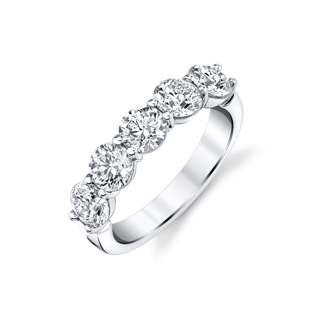 Platinum and 2.06 Total Weight Diamond Five Stone Band