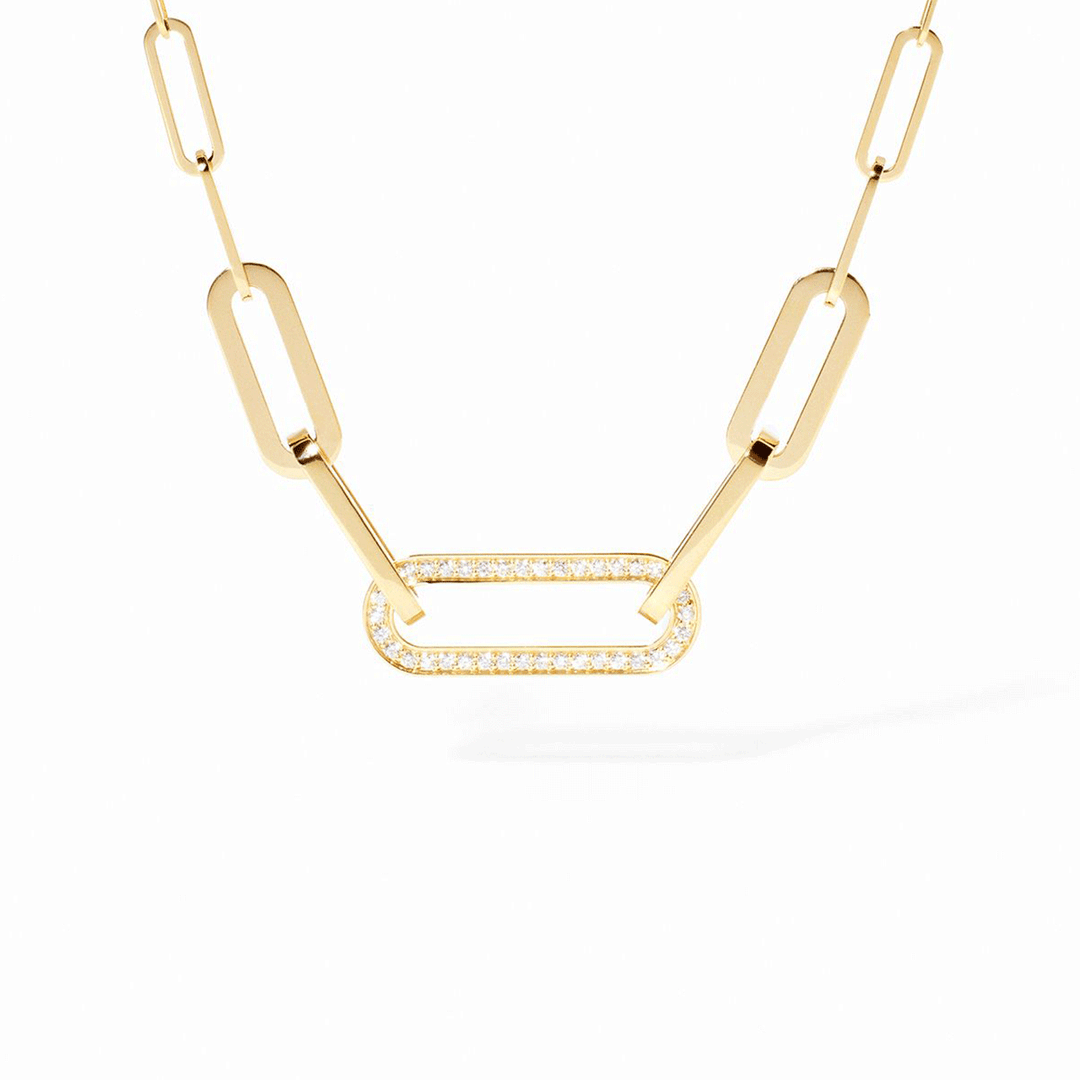 Dinh Van Maillon 18k Yellow Gold and Diamond L Necklace