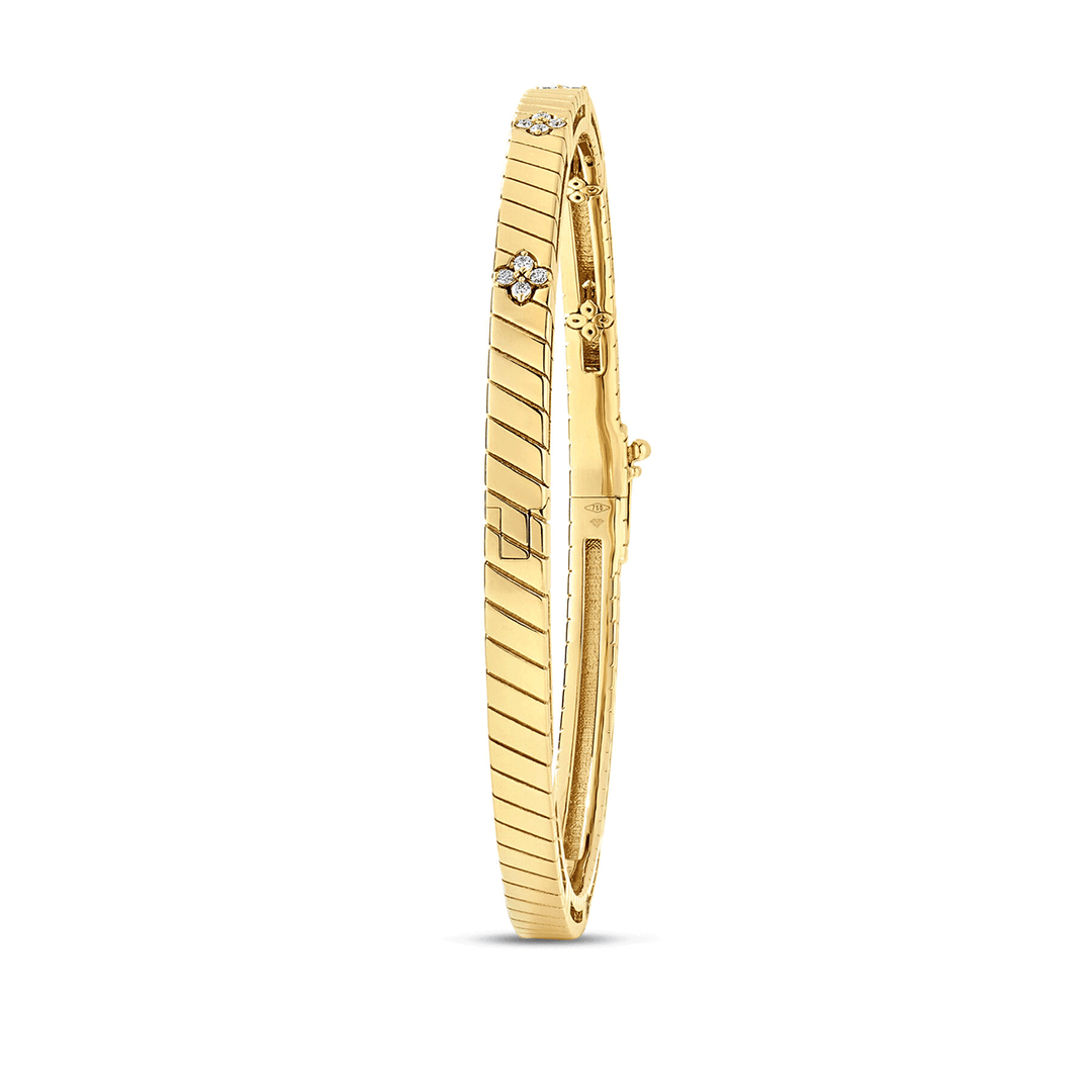 Roberto Coin Love In Verona 18k Yellow Gold and Diamond Thin Bangle