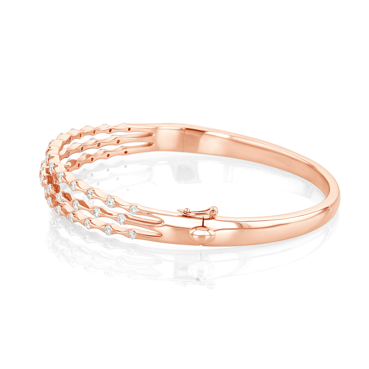Wave 18k Rose Gold Three Row Diamond 1.40 Total Weight Bracelet