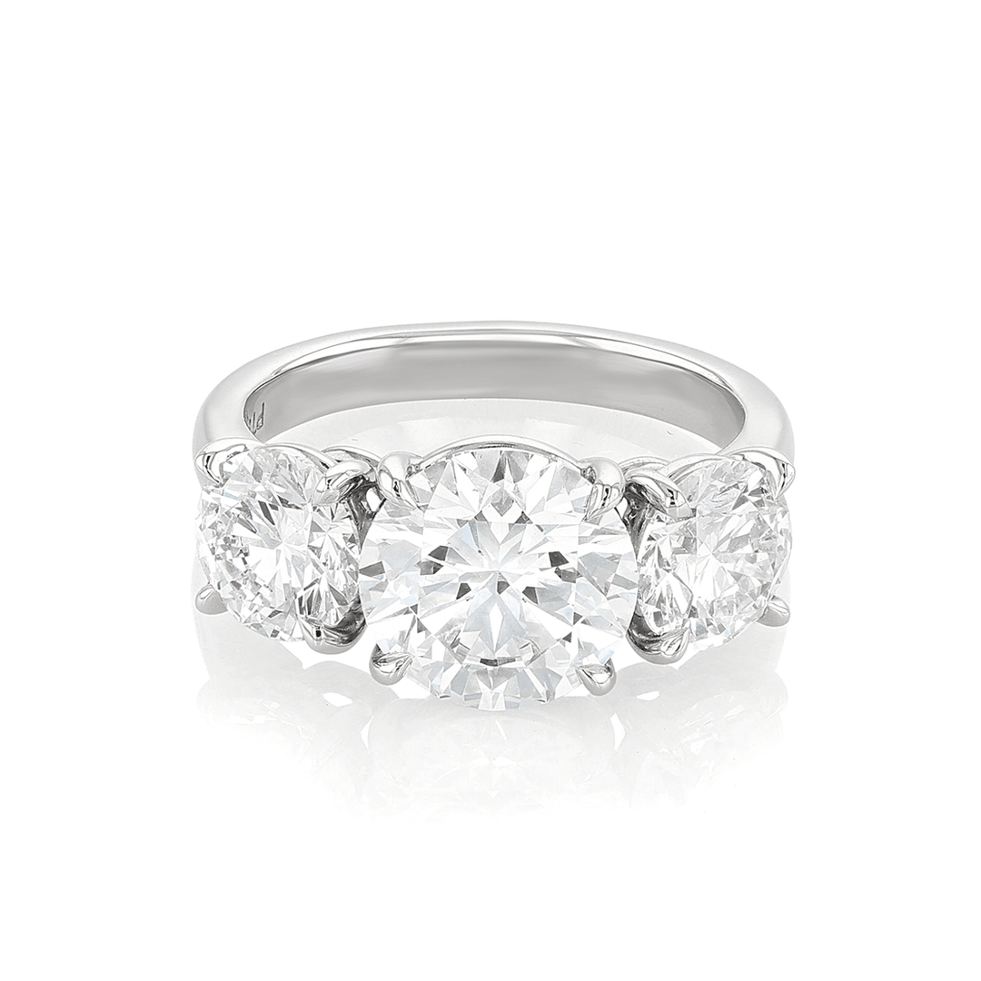 Platinum and 3.20 Total Weight Diamond Three Stone Ring