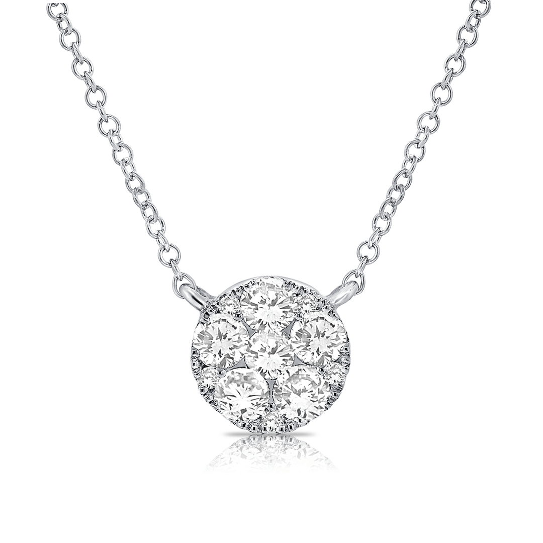 14k White Gold Illusion Diamond .31 Total Weight Necklace