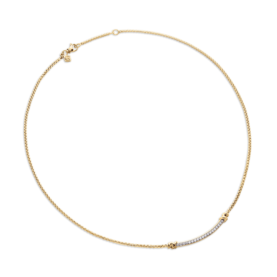 David Yurman Petite Helena Station Necklace in 18k Yellow Gold with Diamonds