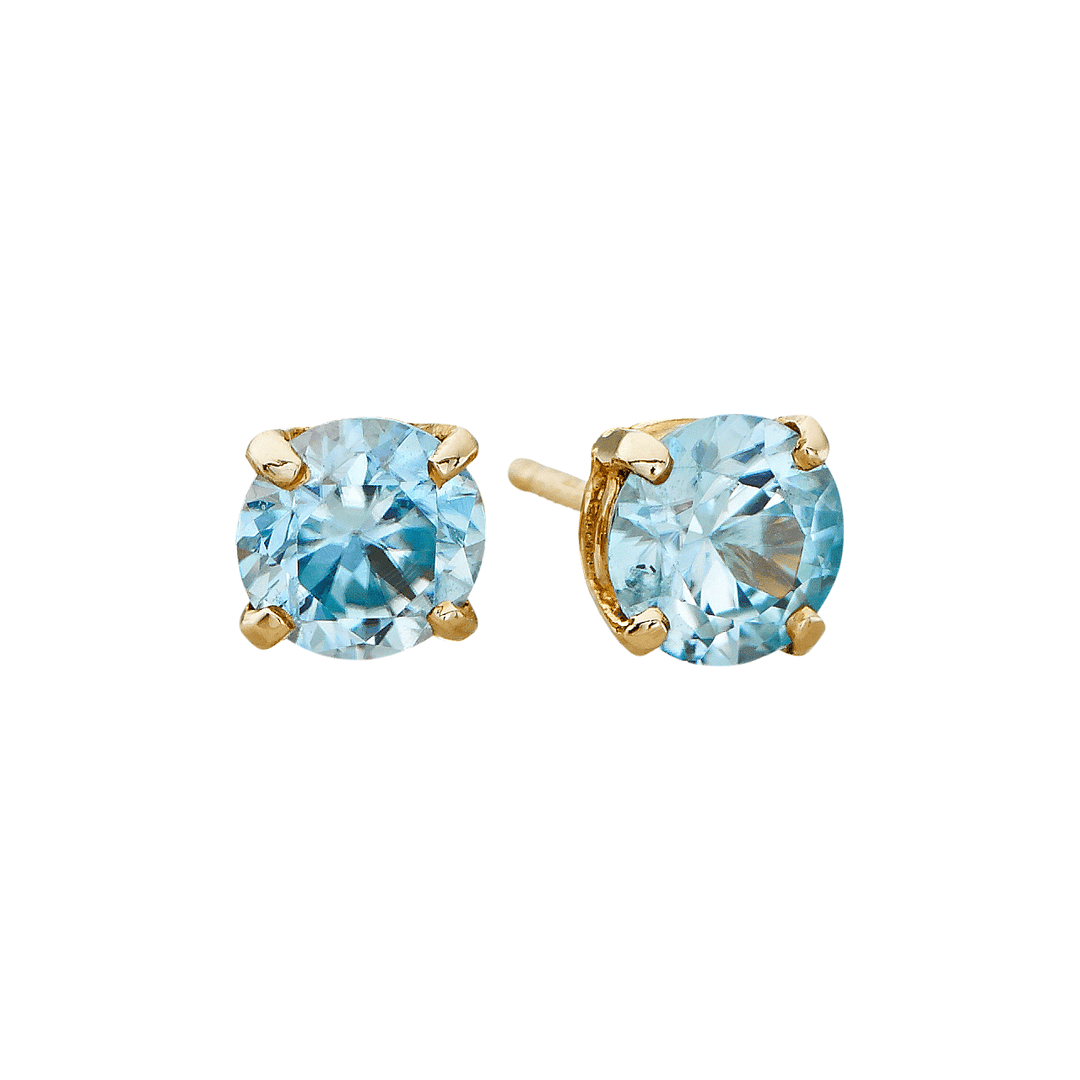 14k 5mm Aquamarine Birthstone March Stud Earrings