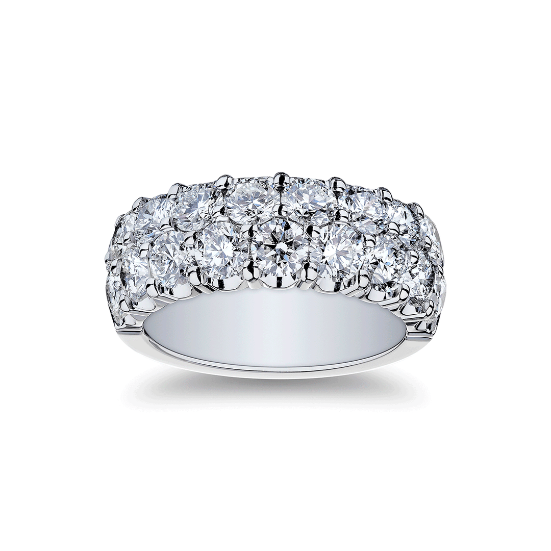 18k White Gold and 3.60 Total Weight  Diamond Two Row Band