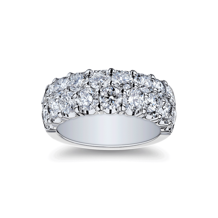 18k White Gold and 3.60 Total Weight  Diamond Two Row Band