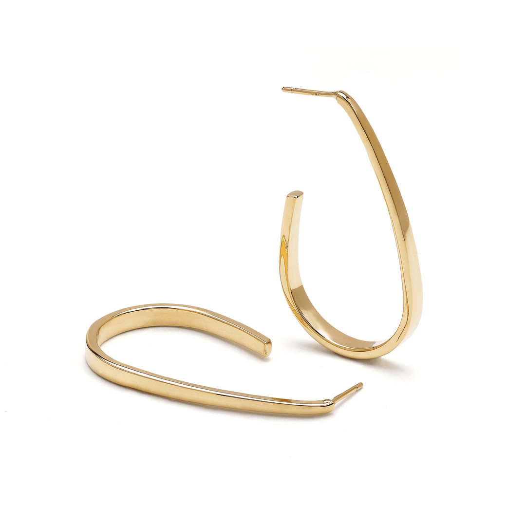 18k Yellow Gold 1.75 Inch Tapered J Hoops