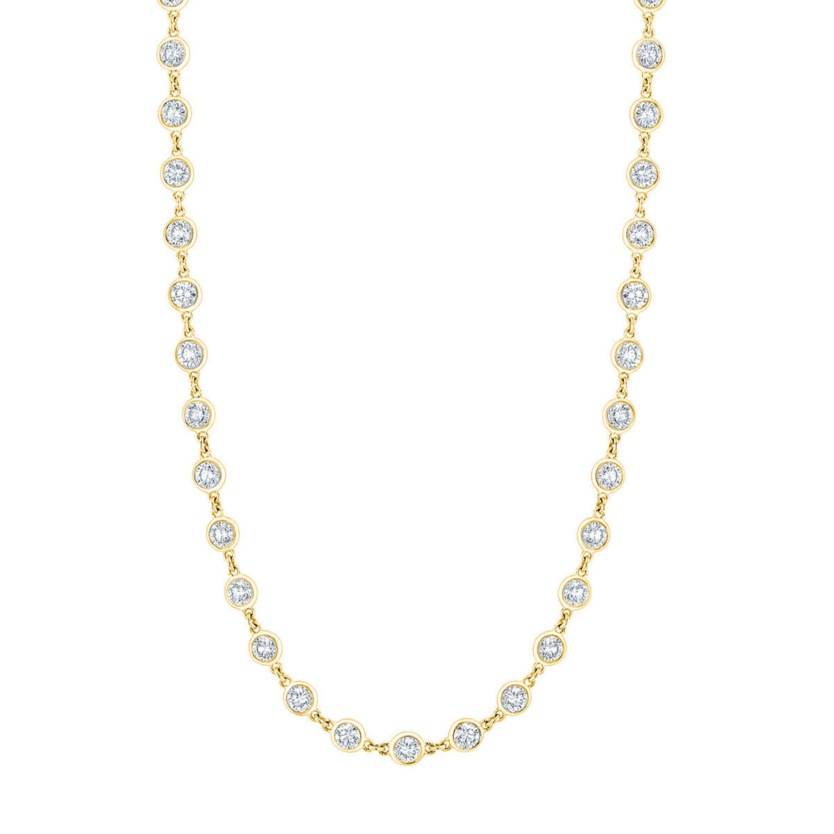 18k Yellow Gold and 5.57 Total Weight Diamond Station Necklace