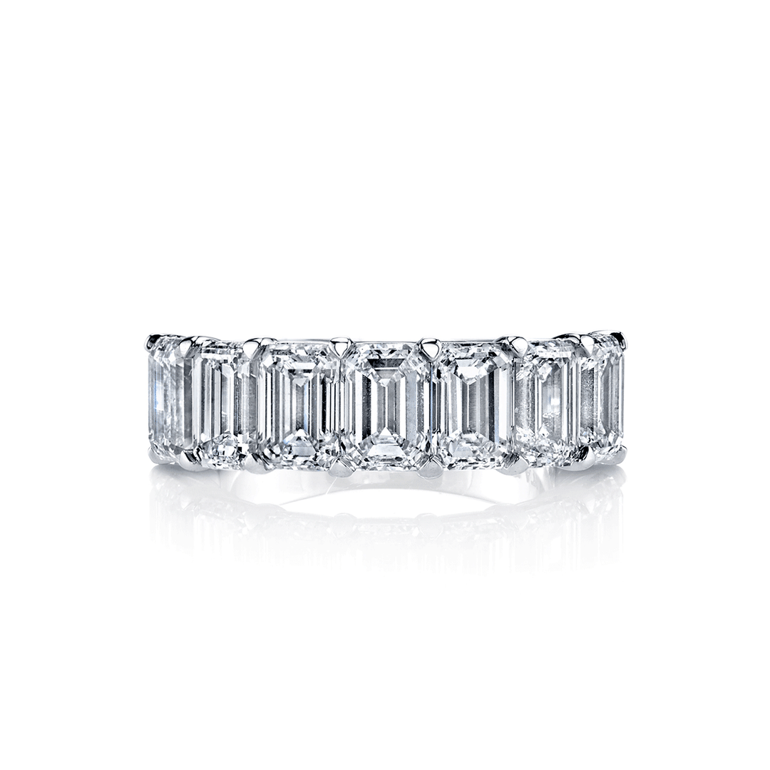 Platinum and Emerald Cut Diamond 2.32 Total Weight Diamond Band