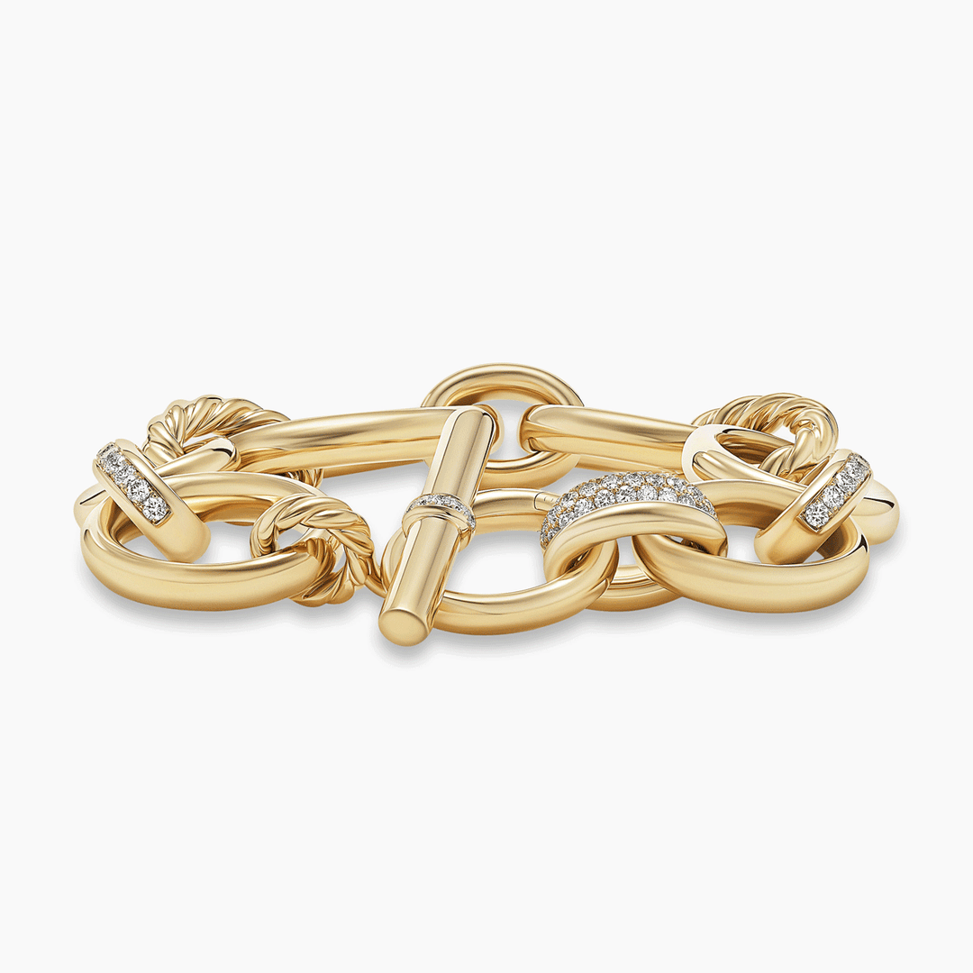 David Yurman Mercer Chain Bracelet in 18k Yellow Gold with Diamonds, 25mm