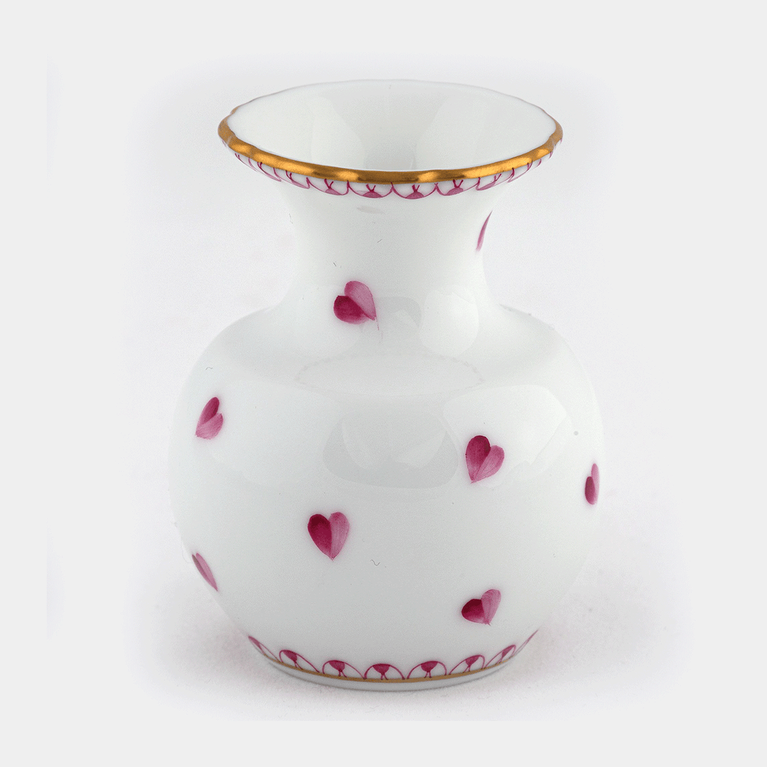 Herend Raspberry Small Heart Vase