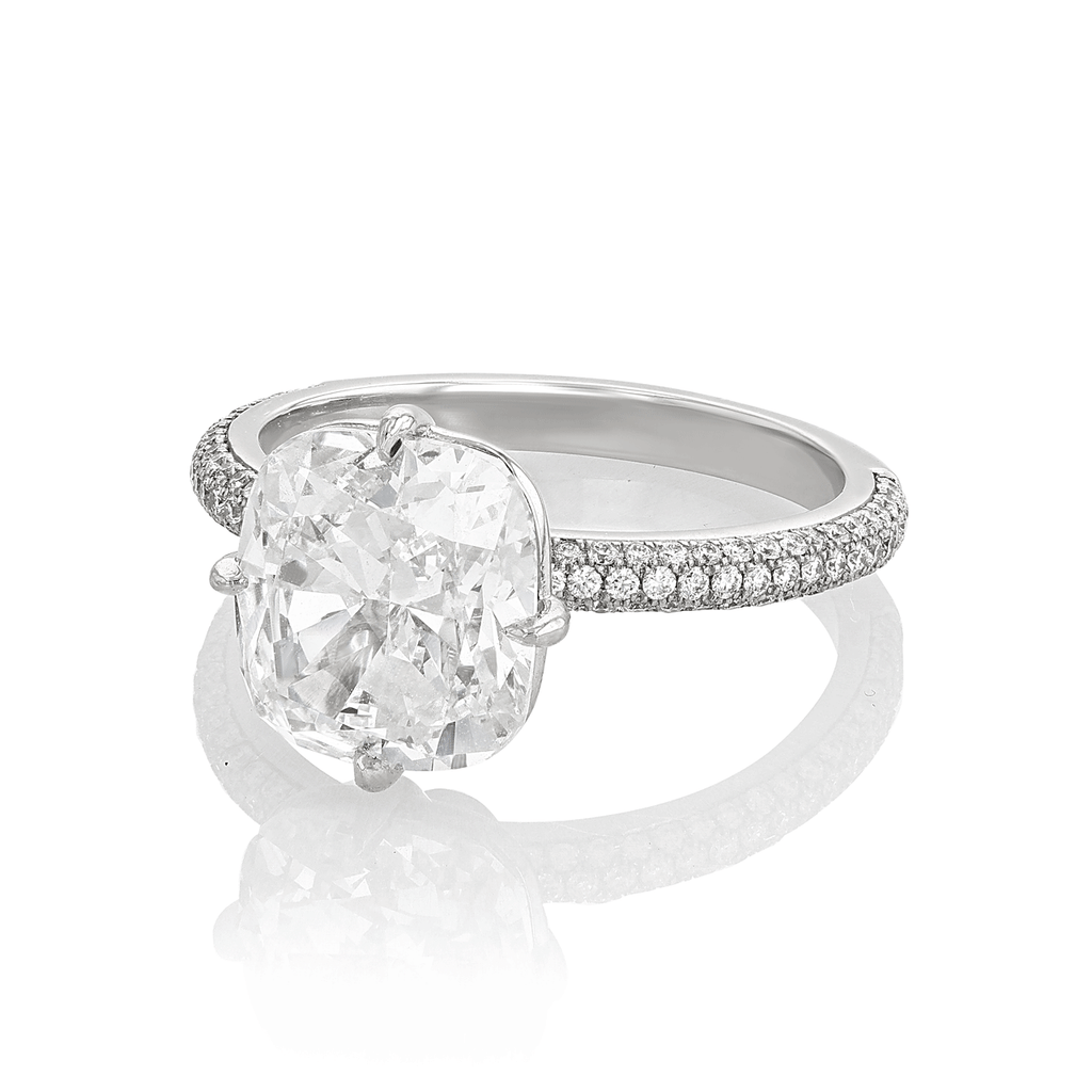 Hamilton Caroline Collection Platinum and Cushion Cut Diamond 4.03 Total Weight Engagement Ring