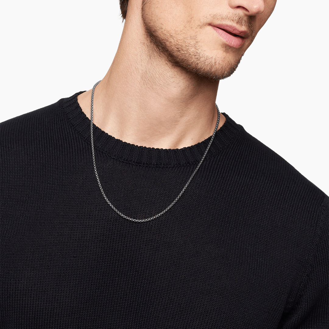 David Yurman Box Chain Necklace Grey Titanium, 2.7mm