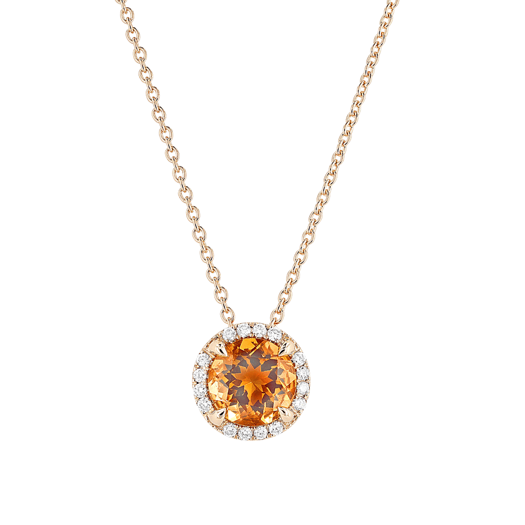 Lisette 18k Gold Citrine 1.18 Total Weight and Diamond Pendant