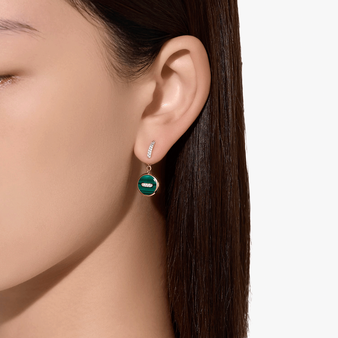 Pomellato Pom Pom Dot 18k Rose Gold Malachite and MOP Drop Earrings