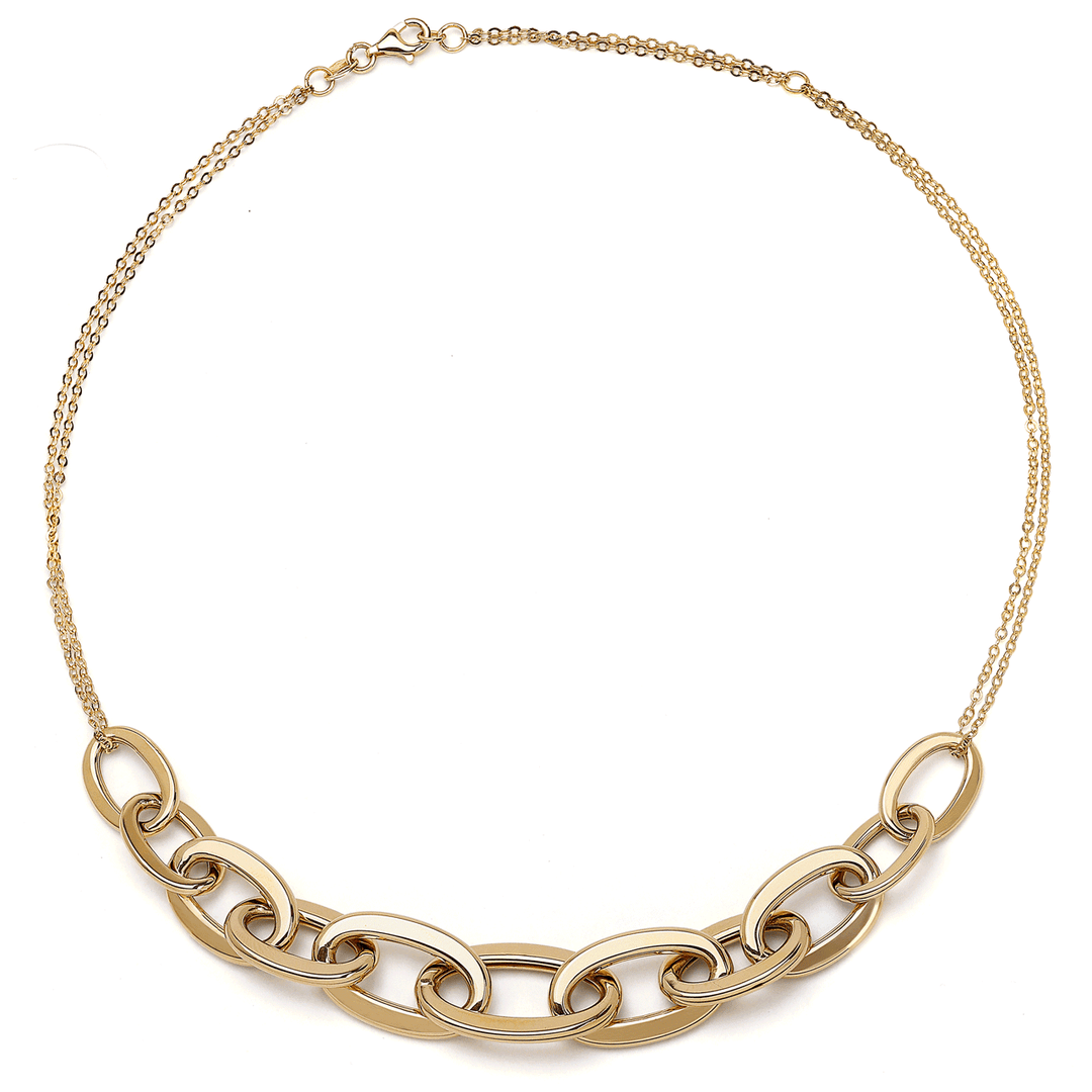 Hamilton Collection 18k Yellow Gold 18 Inch Serif Oval Graduated Link Necklace