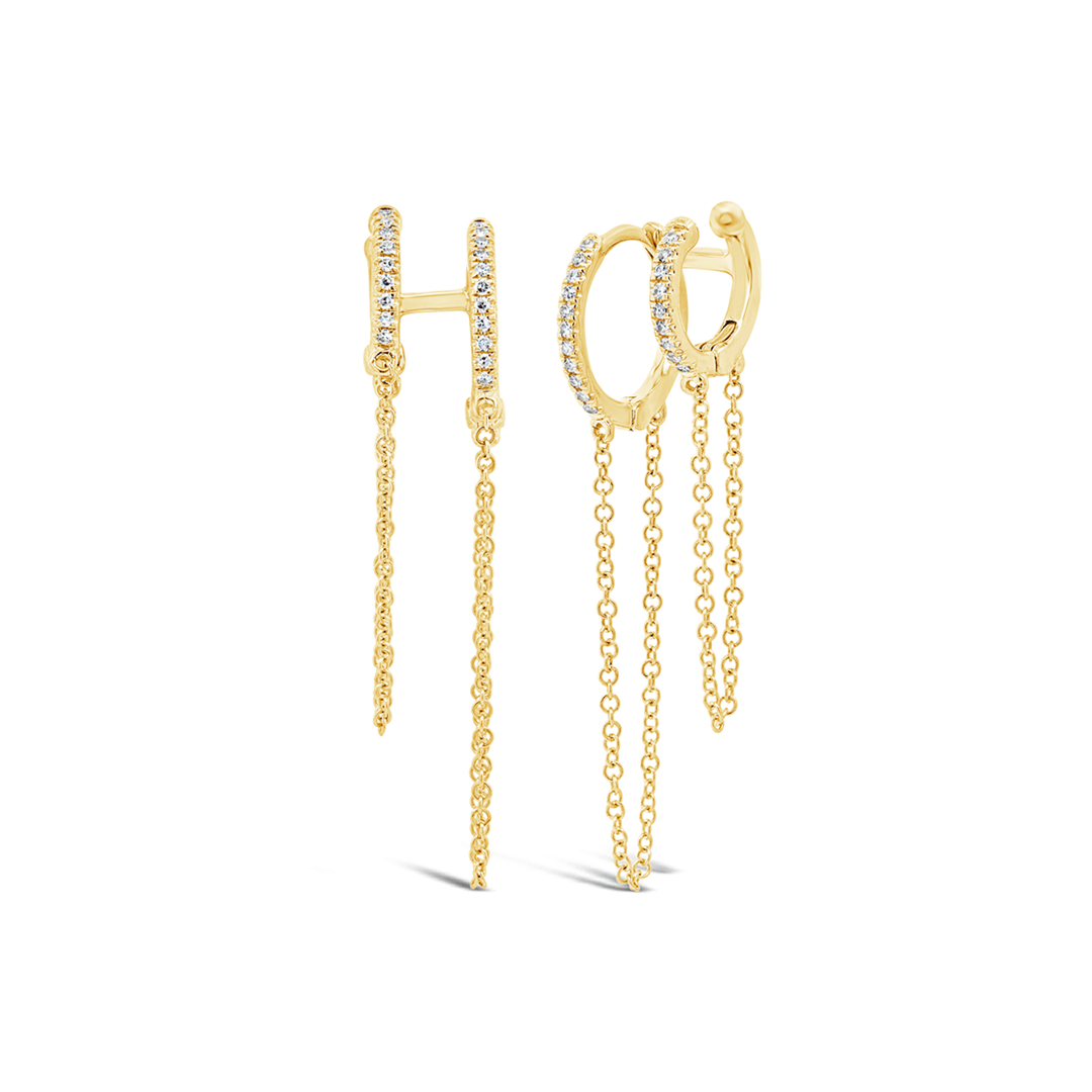 14k Gold .12 Total Weight Diamond Double Link Earrings