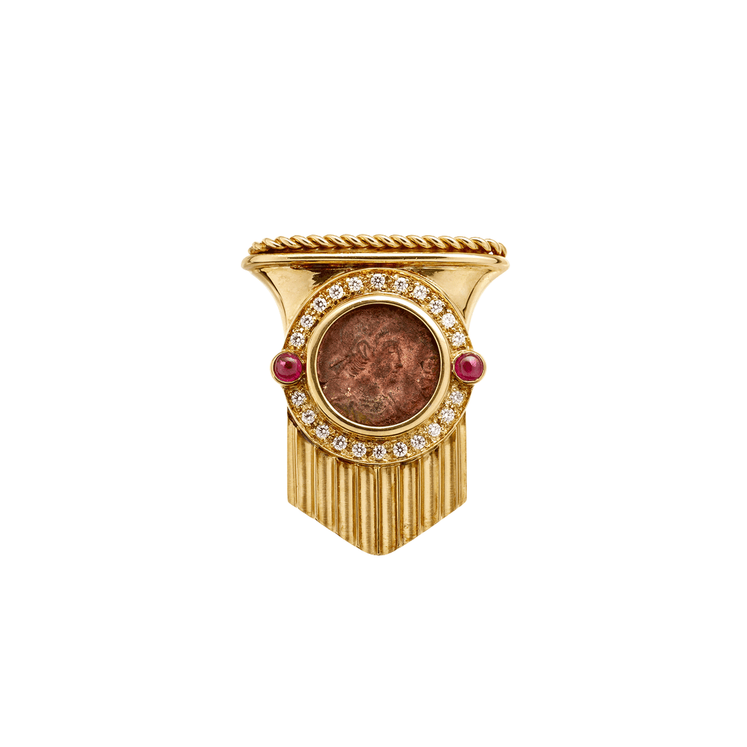 Estate 18k Gold Roman Coin Brooch