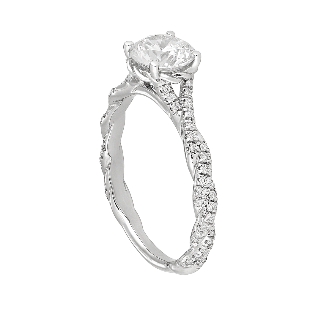 Platinum Twist 1.40CT Round Diamond Engagement Ring GIA Certified