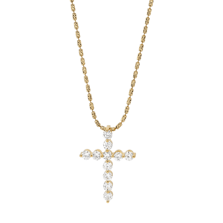 18k Yellow Gold and 3.63 Total Weight Diamond Cross Pendant
