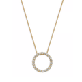14k Yellow Gold and .97 Total Weight Diamond 19mm Circle Pendant