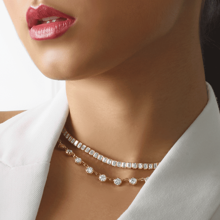 18k Yellow Gold an 20.18 Total Weight Diamond Bezel Necklace