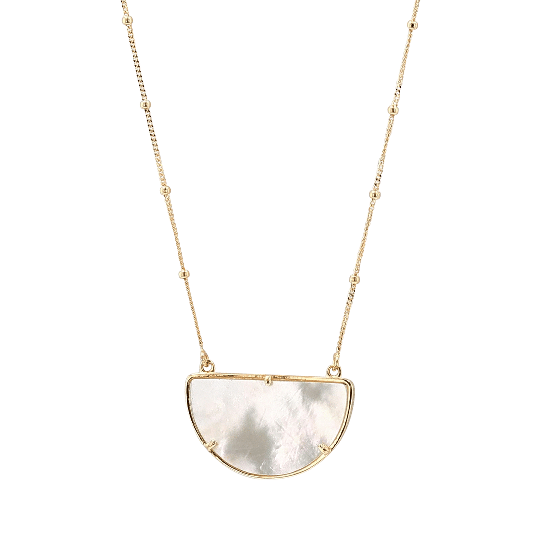 14k Yellow Gold and Mother of Pearl Geometric Pendant