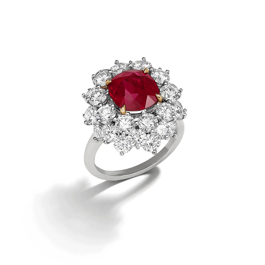 Hamilton Private Reserve Collection Ruby 4.17 Total Weight and Diamond Ring