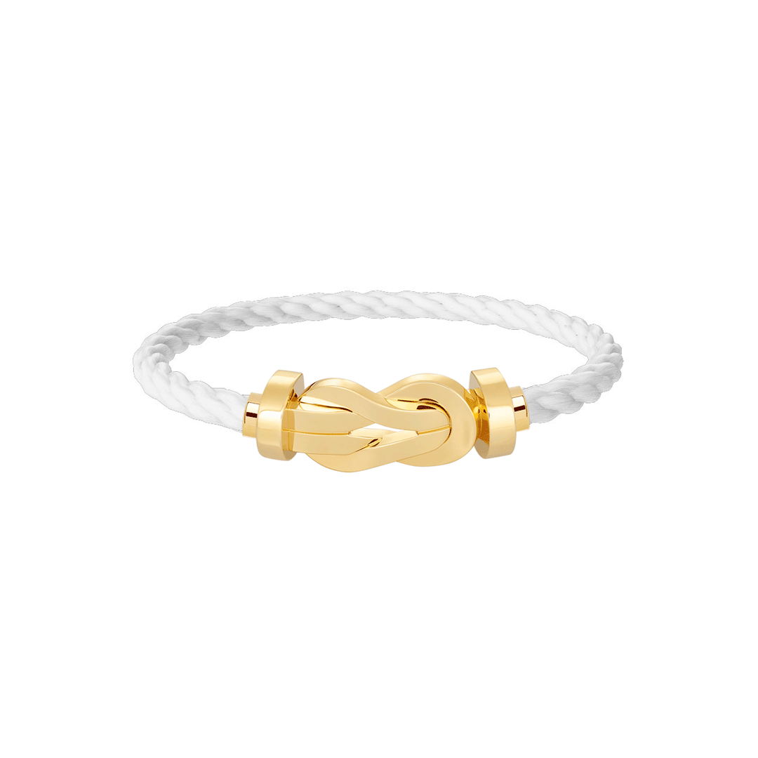 FRED White Cord 18k Yellow Gold LG Chance Infinie Buckle, Exclusively ay Hamilton Jewelers