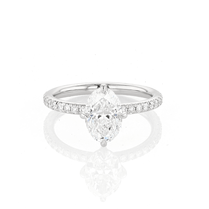 Platinum and Oval Diamond 1.70 Total Weight Engagement Ring