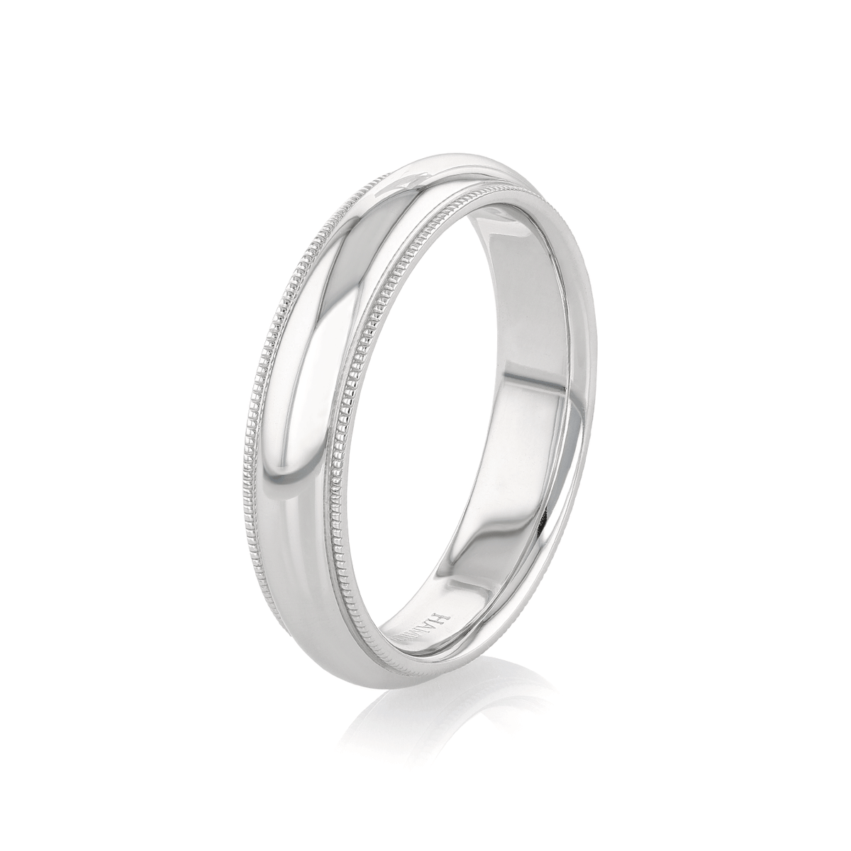 Hamilton Collection 18k White Recycled Gold 5mm Milgrain Comfort Fit Wedding Band