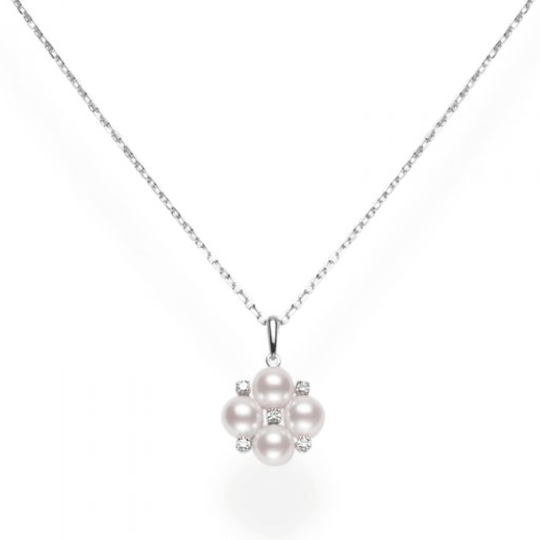 Mikimoto 18k White Gold Akoya Pearl Diamond Pendant