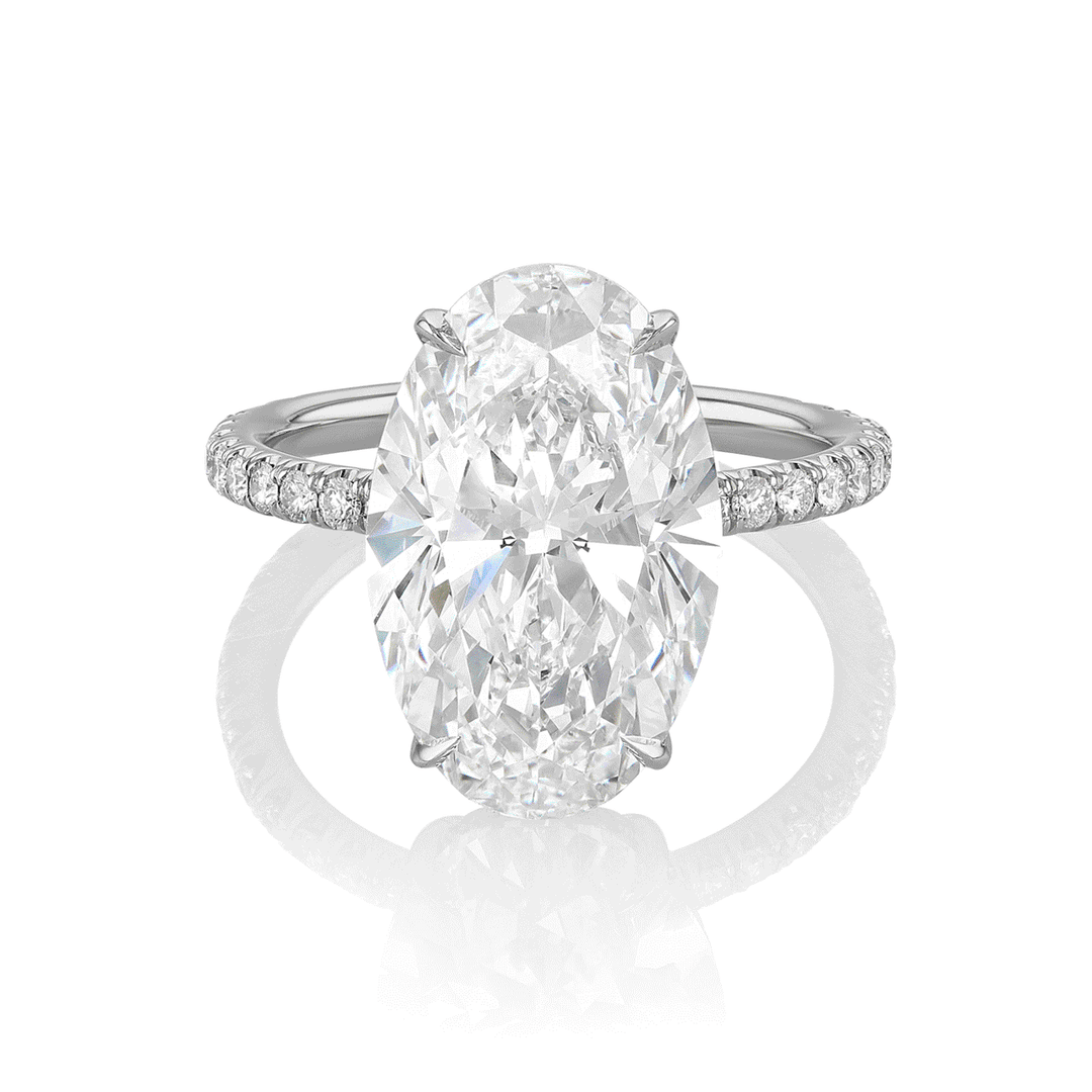 The Hamilton Silhouette Origin Platinum and 6.42 Total Weight Oval Diamond Engagement Ring