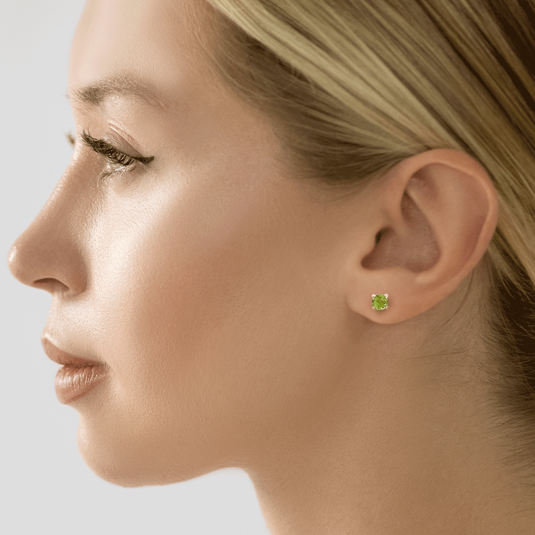 14k Yellow Gold and .50 Total Weight Peridot Stud Earrings