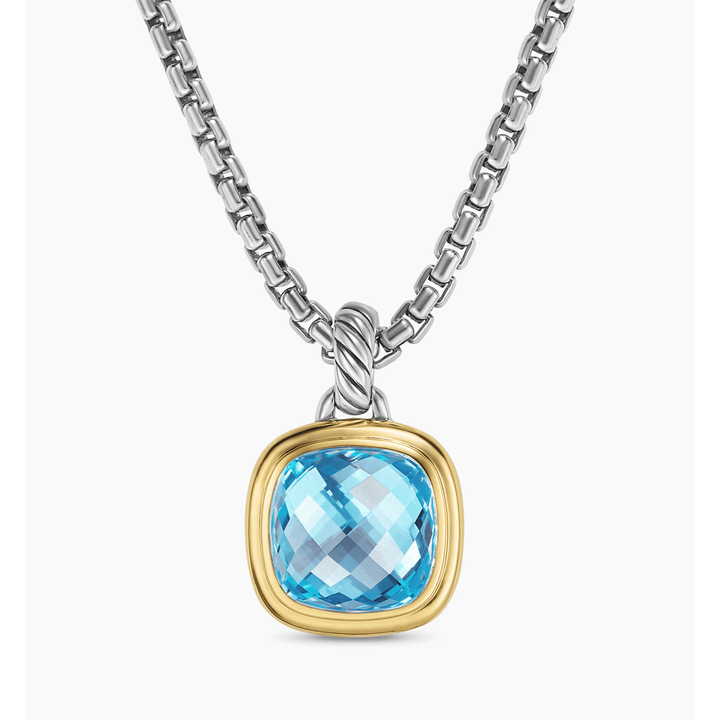 David Yurman Albion Pendant Sterling Silver with 18k Yellow Gold and Blue Topaz, 11mm