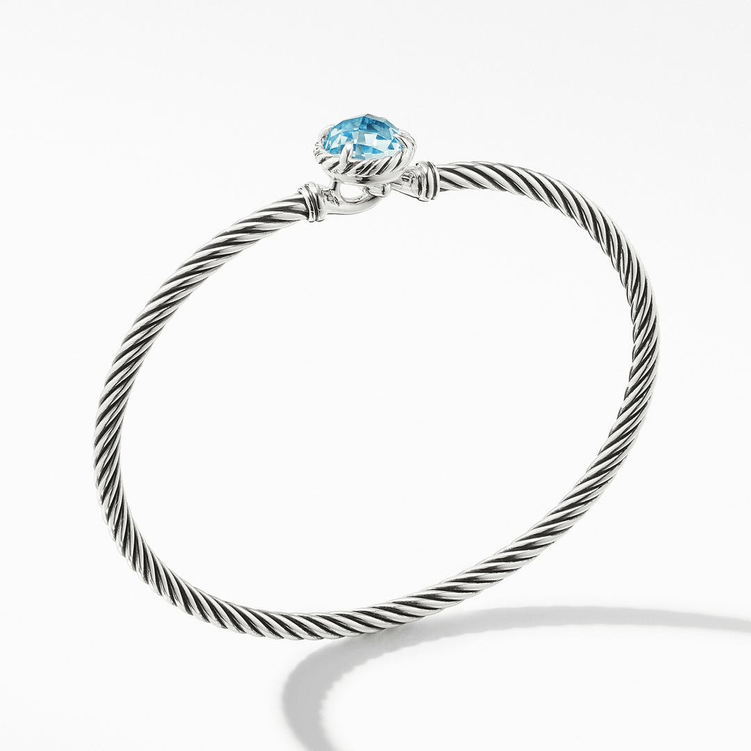 David Yurman Petite Chatelaine Bracelet Sterling Silver with Blue Topaz, 3mm Medium