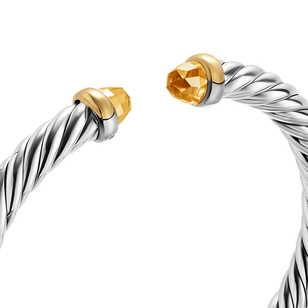 David Yurman Cable Flex® Bracelet Sterling Silver with 14K Yellow Gold and Citrines 6mm Medium