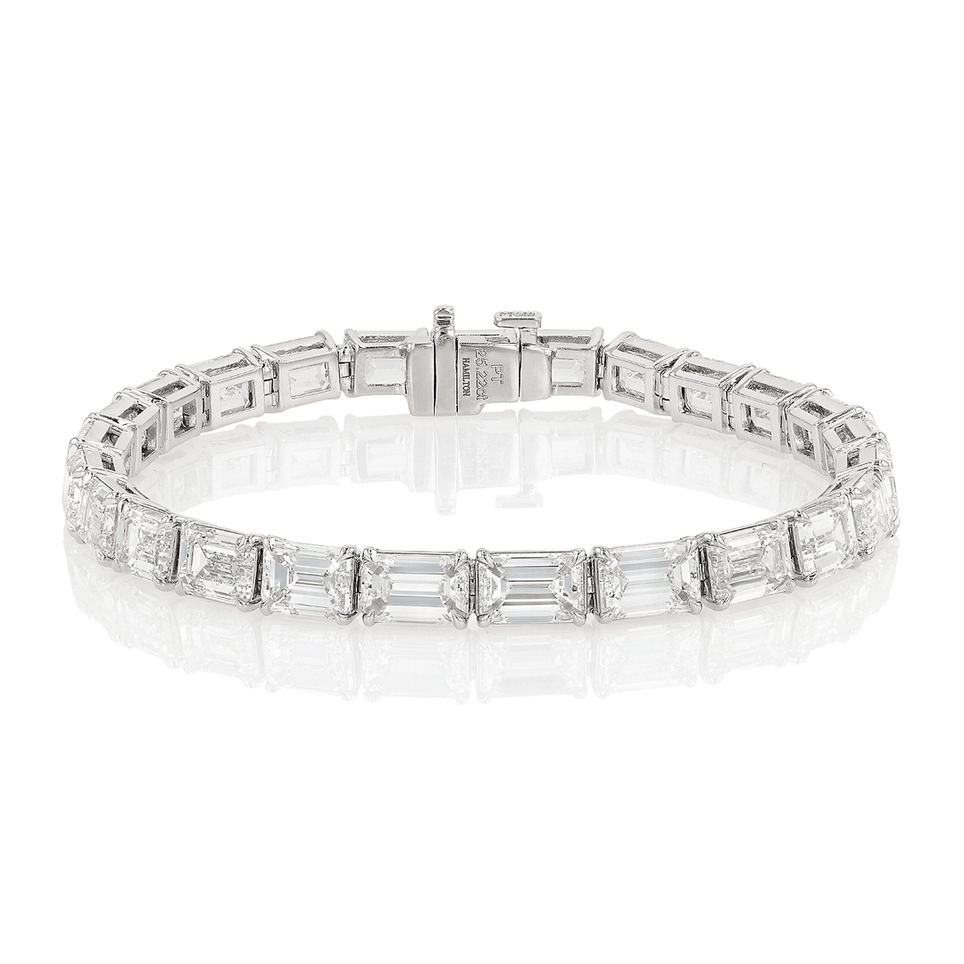 Hamilton Private Reserve Collection Platinum and 25.22 Total Weight Emerald Cut Diamond Bracelet