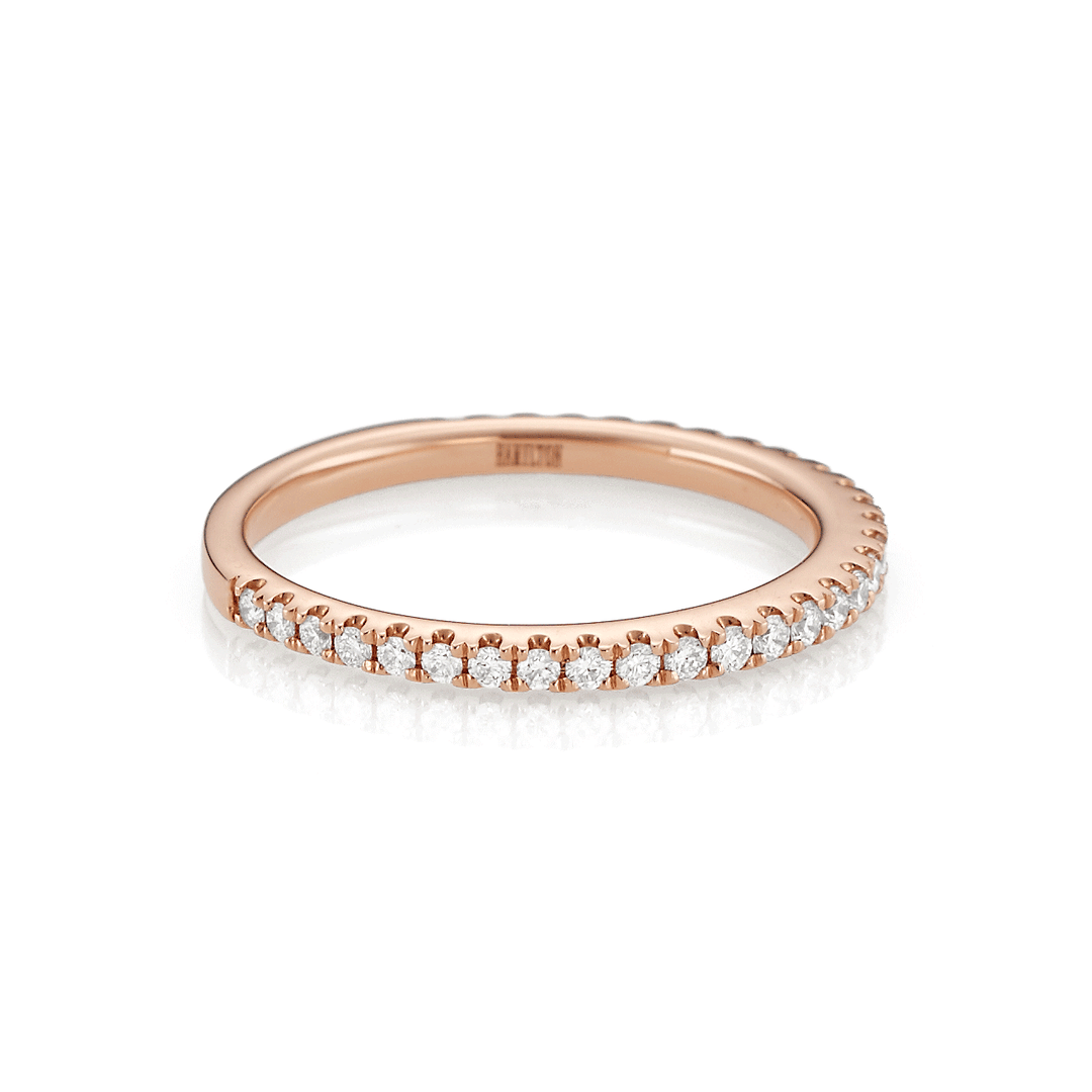 Hamilton Cherish Collection 18k Rose Gold and 0.33 Total Weight Diamond Micro Prong 3/4 Way Wedding Band