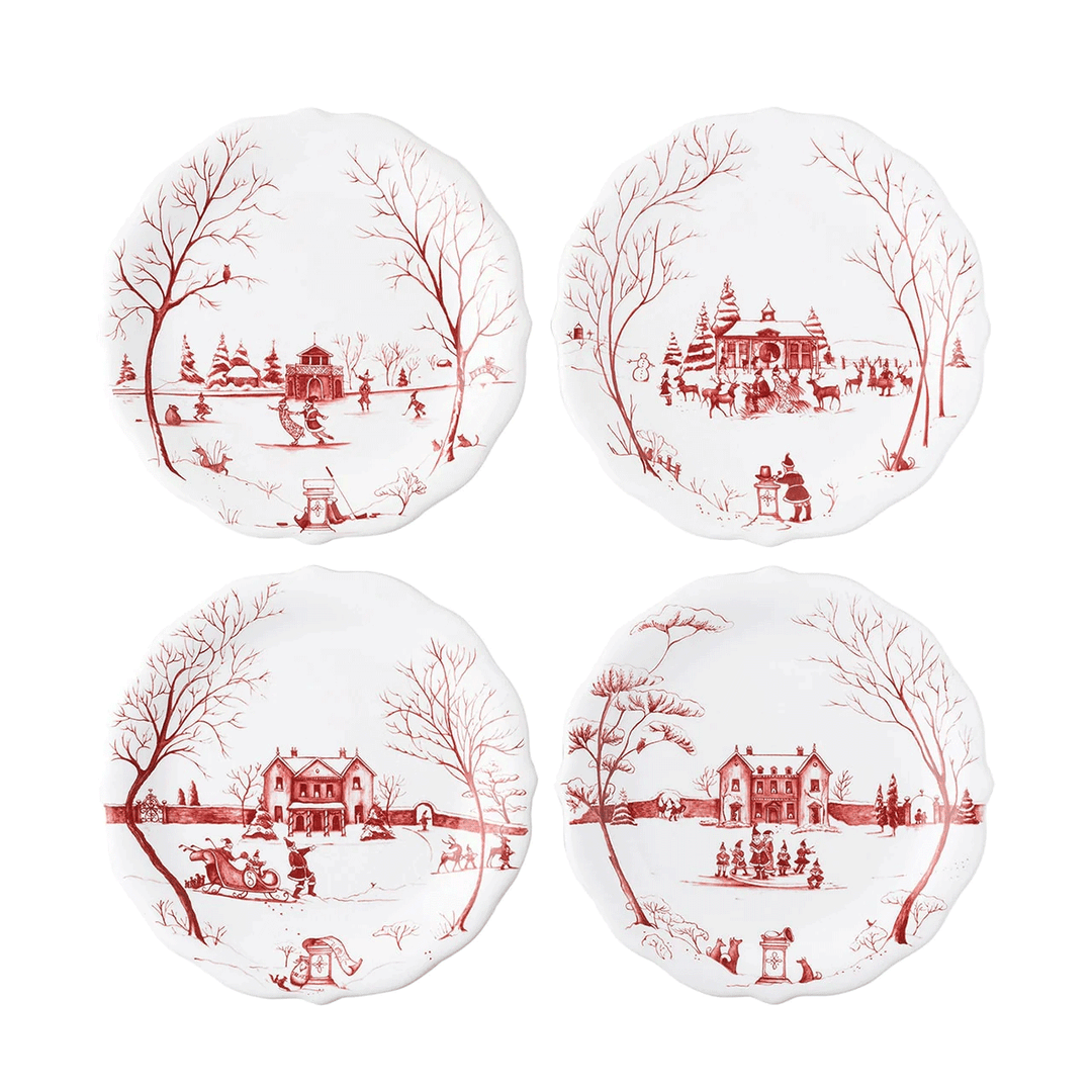 Juliska Country Estate Winter Frolic Party Plate Assorted Set/4
