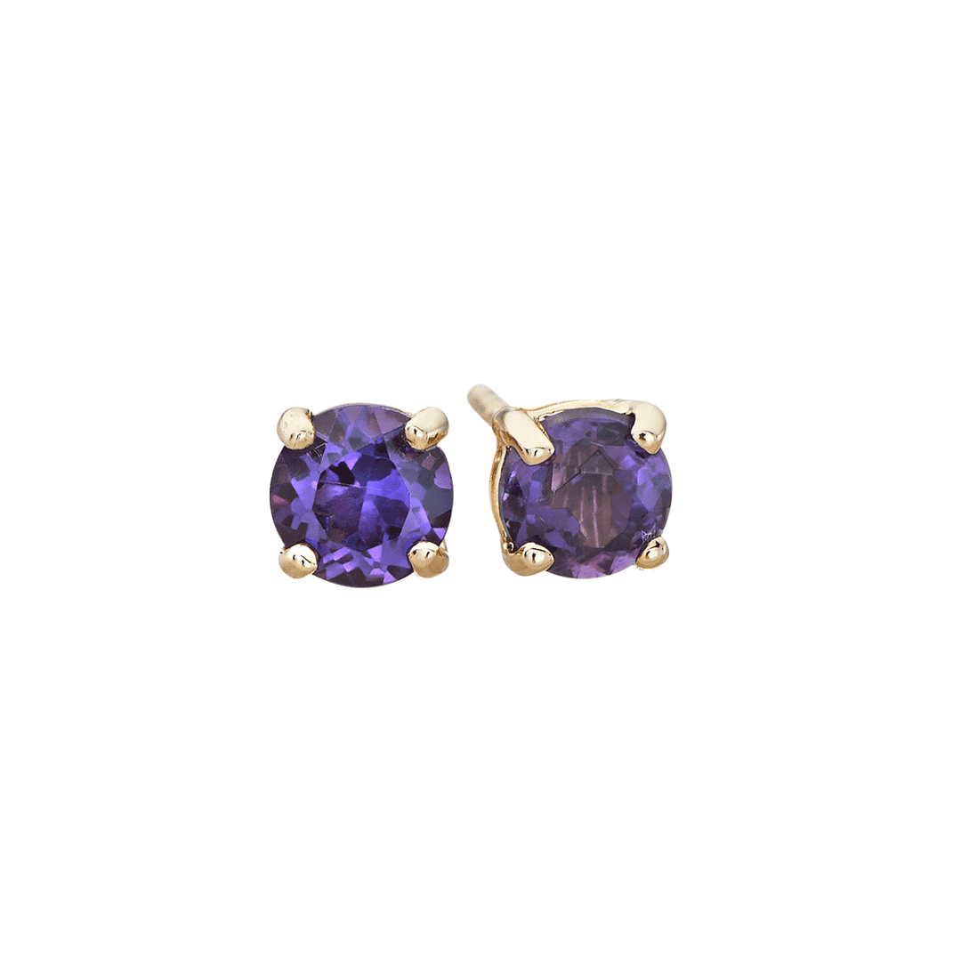 14k Yellow Gold and .50 Total Weight Amethyst Stud Earrings
