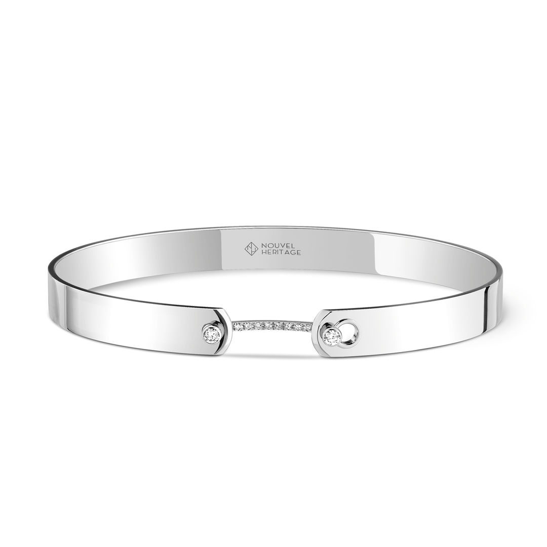 Nouvel Heritage Business Meeting GM Mood 18k White Gold Bangle 6mm