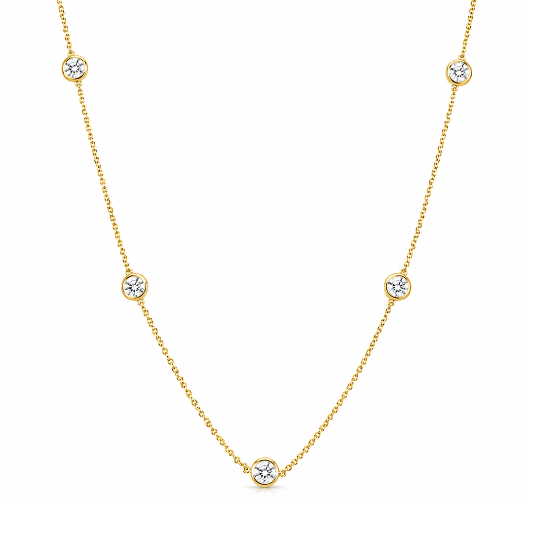 14k Yellow Gold and .75 Total Weight Diamonds By The Yard Necklace