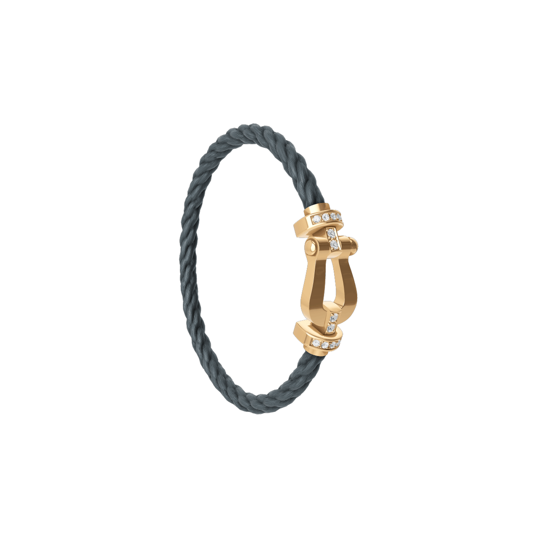 FRED Force 10 Storm Grey Cord with 18k Yellow LG Half Diamond Buckle, Exclusively at Hamilton Jewelers