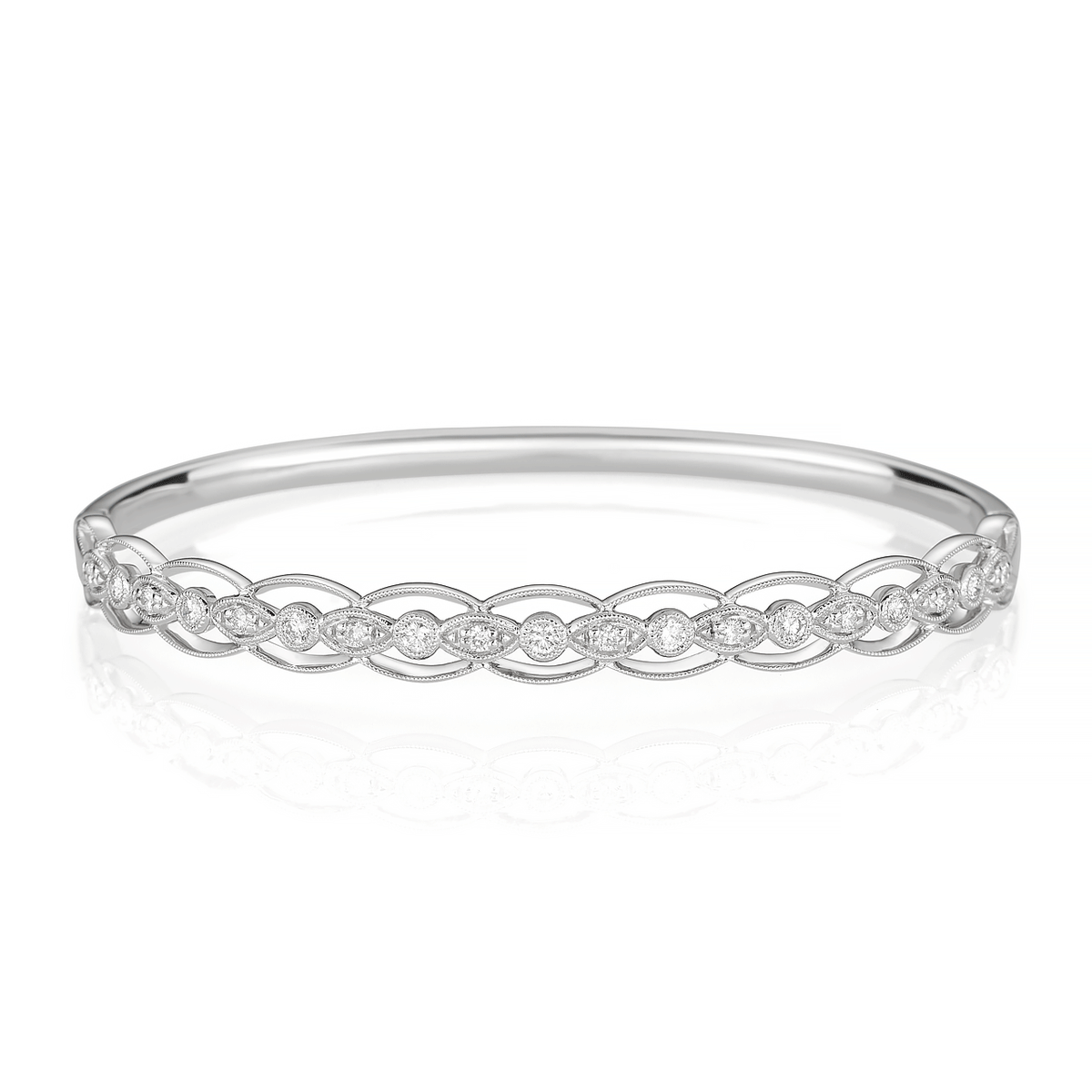 Heritage 18k White Gold and .52 Total Weight Diamond Bangle