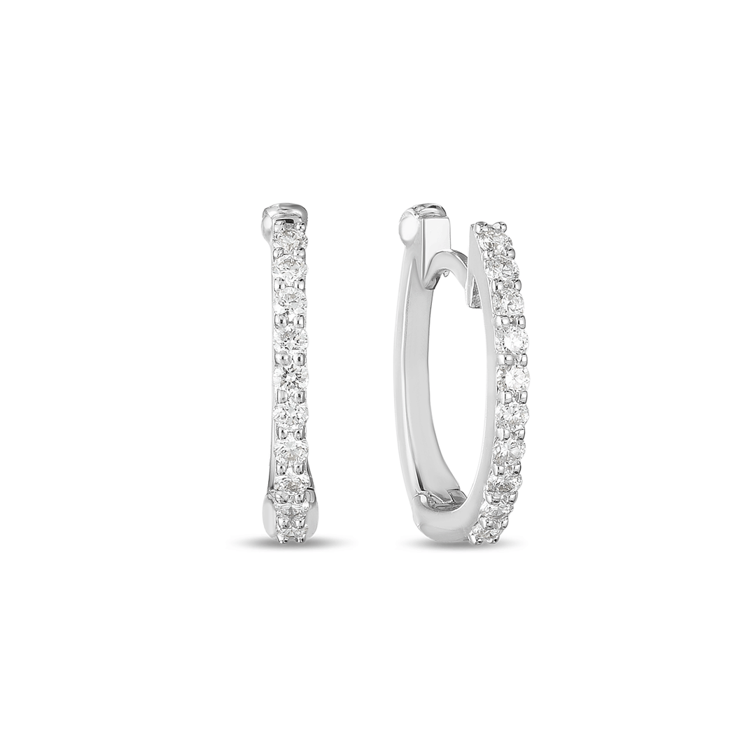 Roberto Coin Perfect 18k White Gold Diamond Hoops 12mm Huggies