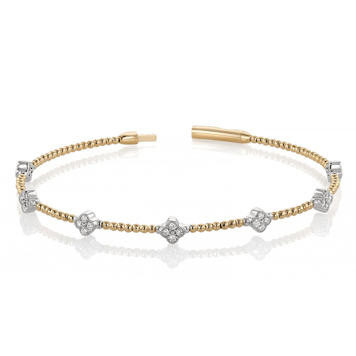 14k Gold and .42 Total Weight Diamond Flex Bangle