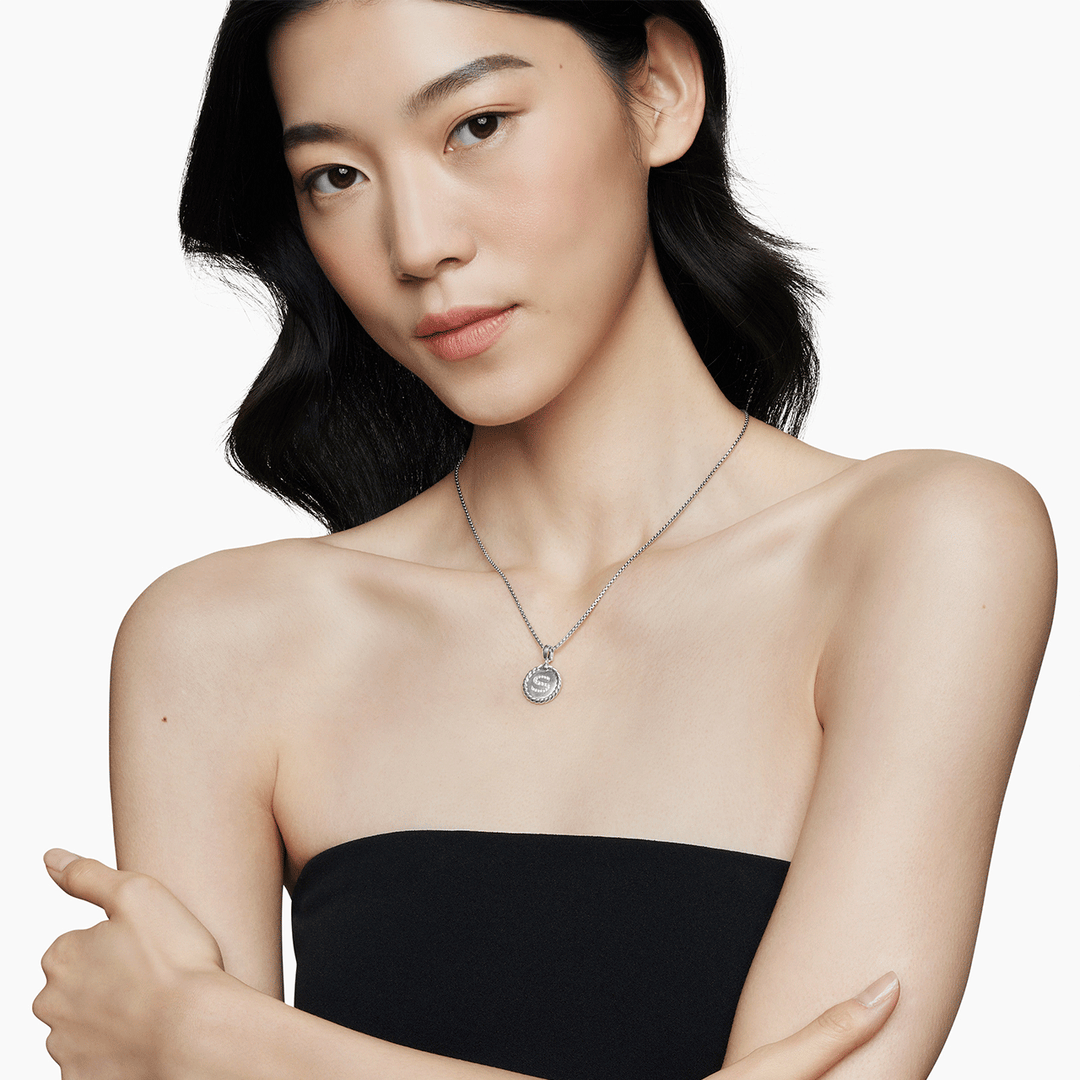 David Yurman Initial S Charm Necklace with Diamonds