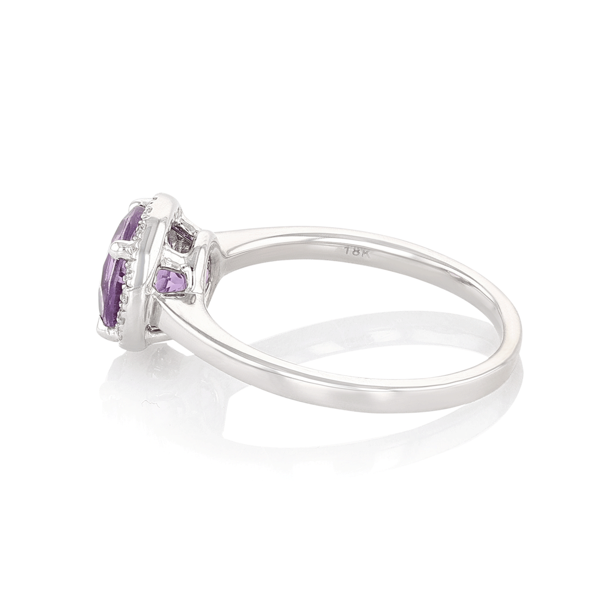Lisette 18k Gold Amethyst 1.14 Total Weight and Diamond Ring