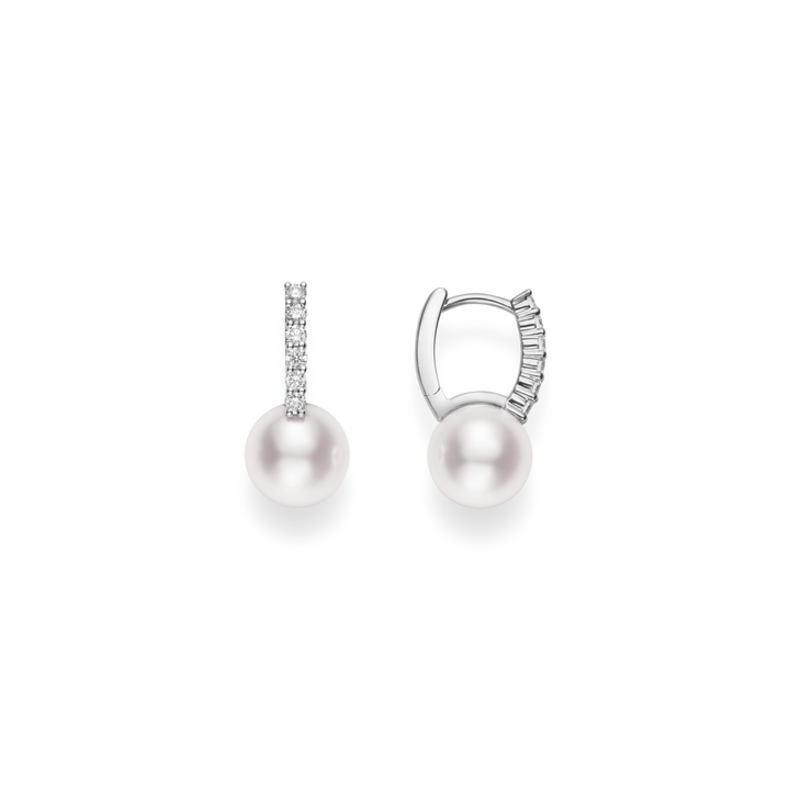 Mikimoto Classic Elegance 18k White Gold Akoya Diamond Earrings